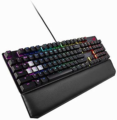 Asus ROG Strix Scope NX Deluxe 100% Tastiera Gaming USB, Meccanica, Switch ROG NX Rossi, Tasti in ABS, Xccurate CTRL, Macro Programmabili, Tasto Stealth, Aura Sync, Layout Italia, Poggiapolsi, Nero