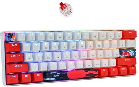 SOLIDEE 60% tastiera meccanica RGB cablata/bluetooth 5.0 a doppia modalità,tastiera da gioco retroilluminazione,61 tastie hot swappable keyboard gateron red per PC(61 Sun)