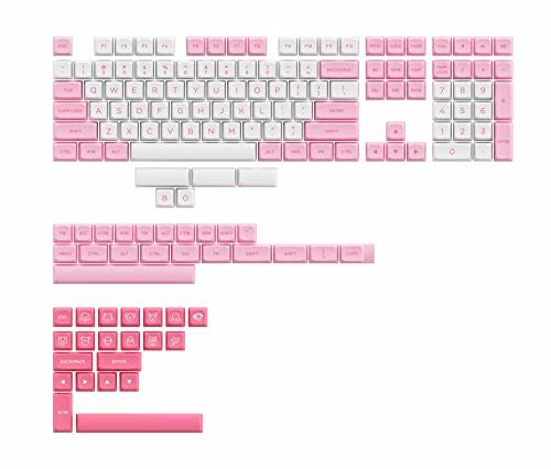 Akko Keycaps per Tastiera Meccanica, ASA-Low Profilo, PBT Double-Shot, Alto Contrasto, Durevole, Set completo di Keycap per Tastiera da Gioco DIY con Peeler (Rosa Sakura, 155 Tasti)