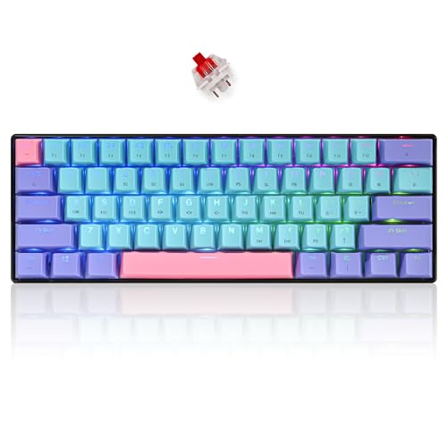 SOLIDEE 60% tastiera meccanica RGB cablata/bluetooth 5.0 tastiera a doppia modalità,tastiera da gioco meccanica retroilluminazione RGB,61 tastie hot swappable keyboard gateron red per PC(61 Joker)