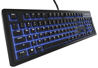 SteelSeries Apex 100, Tastiera da Gioco, RetroIlluminazione Blu, Interamente Personalizzabile, Layout Americano QWERTY