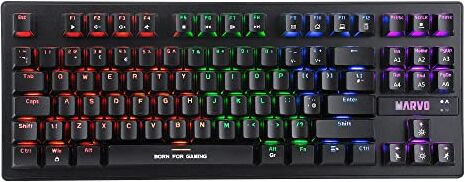 MARVO Scorpion KG901 USB RGB Wired Compact Gaming Keyboard w/Blue Switches Layout Inglese del Regno Unito