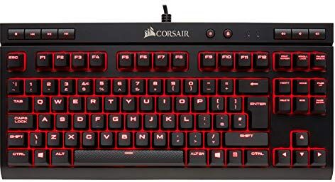 Corsair K63 Tastiera Meccanica Gaming, Cherry MX Red, Retroilluminato Rosso, Italiano QWERTY, 87 tasti, Nero