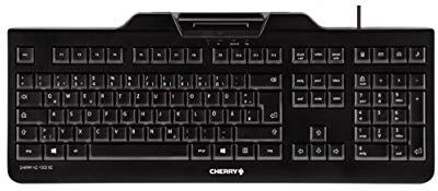 CHERRY KC 1000 SC, layout tedesco, tastiera QWERTZ, tastiera di sicurezza cablata con terminale chip card integrato, Blue Angel, nero