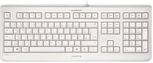 CHERRY KC 1068, Layout per la Francia, Tastiera AZERTY, Facilmente Disinfettabile, Tastiera Con Filo Impermeabile, Battitura Estremamente Silenziosa, Bianco-Grigio