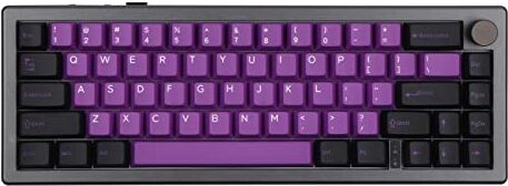 EPOMAKER EK68 Tastiera meccanica Gasket NKRO al 65%, con batteria da 3000 mAh, retroilluminazione RGB per ufficio/Home/Win/Mac (Black Purple, Wisteria Linear Switch)