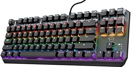 Trust GXT 834 Callaz Tastiera Meccanica TKL Compatta, Layout Italiano QWERTY, Switch Meccanici Outemu, Illuminazione Onda Arcobaleno, USB Tastiera Gaming per PC, Laptop, Portatile Nero