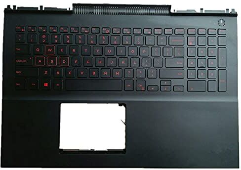 fqparts Replacement La Shell Attorno alla Tastiera C Conchiglia Shell & Tastiera per for dell for Inspiron 15 Gaming 7566 Nero Layout Inglese Americano