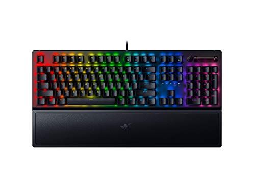 Razer BlackWidow V3, Interruttore Verde,, Tastiera da Gioco Meccanica, Copri Tasti in ABS Doubleshot, Rullo Digitale Multifunzione e Chiave Multimediale, Poggiapolsi, Layout USA, Nero