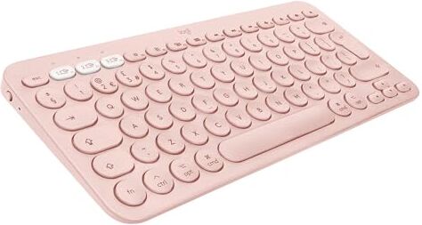 Logitech K380 Tastiera Bluetooth multidispositivo per Mac, macOS/iOS/iPadOS, layout QWERTY, Rosa