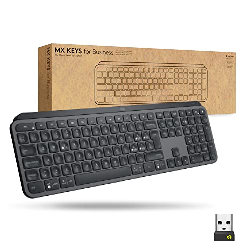 Logitech MX Keys for Business tastiera wireless retroilluminata, tasti Perfect Stroke silenziosi, tecnologia Logi Bolt, Bluetooth, ricaricabile, Windows/Mac/Chrome/Linux, Italiano QWERTY Grigio