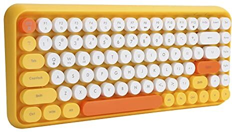 Generic Tastiera Wireless 84 Tasti Retro Round Keycap Gaming Forniture per Ufficio 308II Bianco Avorio Wireless Retro Macchina da Scrivere Tastiera Flessibile con Design a 84 Tasti,