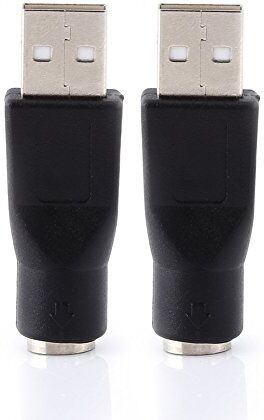 KIMISS 2pcs USB 2.0, Connettore Convertitore Adattatori da Maschio a Femmina PS 2 per Mouse Tastiera Computer PC