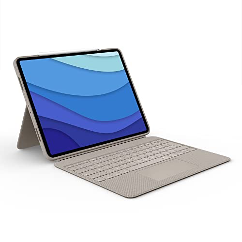 Logitech Combo Touch Custodia con Tastiera per iPad Pro 12,9 pollici (5a generazione), Tastiera Retroilluminata Rimovibile, Trackpad Click-Anywhere, Smart Connector, Layout Italiano QWERTY, Sabbia