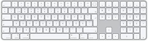 Apple Magic Keyboard con Touch ID e tastierino numerico: Bluetooth, ricaricabile. Compatibile con i computer Mac con chip Svedese, tasti bianchi