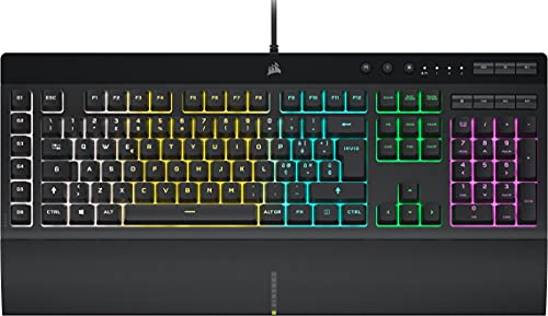 Corsair K55 RGB PRO Tastiera da Gioco Cablata a Membrana Resistente Alla Polvere e ai Versamenti 6 Tasti Macro con Integrazione Elgato Compatibile con iCUE QWERTY IT PC, Mac, Xbox Nero