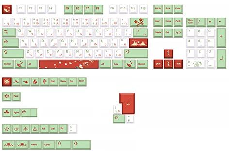 LIUASMUE 136 tasti PBT Keycaps Cherry Profilo DYE SUB Personalità Bianco Verde Misto Keycap Per MX Switch Tastiera Meccanica Keycaps Inglese Colore Misto Personalità Elegante