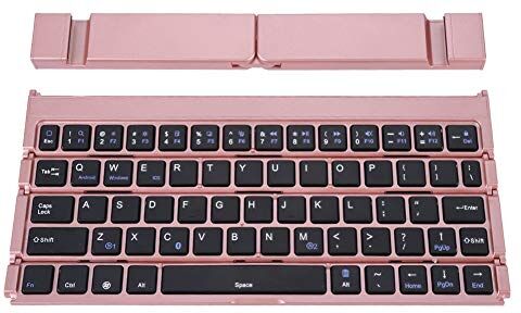 Bewinner Universale Pieghevole Tastiera Bluetooth Ultra-Sottile Tastiera Pieghevole Portatile Senza Fili per Laptop Tablet Telefono Mini Tastiera Rosa per Viaggi Indoor Indoor Oro/Nero(oro rose)