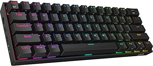 Redragon K530 Draconic Tastiera RGB meccanica compatta al 60% con 61 tasti Design TKL 5.0 Tastiera da gioco Bluetooth con interruttori rossi e 16,8 milioni