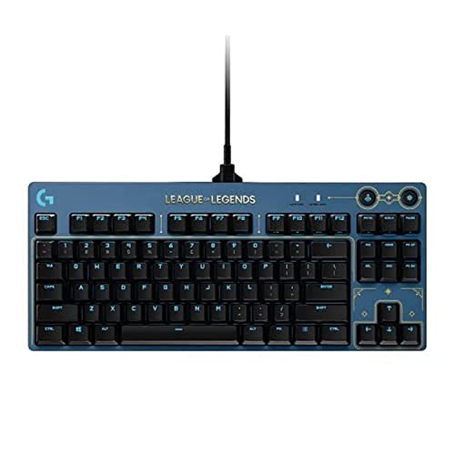 Logitech PRO Tastiera Gaming Meccanica Design Ultraportatile Tenkeyless, Cavo USB Rimovibile, Tasti Retroilluminati LIGHTSYNC RGB, Edizione Ufficiale League of Legends, Blu/Oro, Layout US