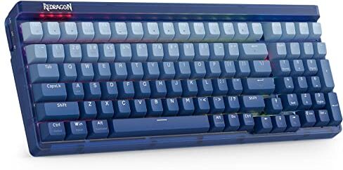 Redragon K656 PRO 3-Mode Wireless Gaming Keyboard, tastiera meccanica a 100 tasti con scheda traslucida, presa hot-swappable, schiuma fonoassorbente e interruttore tattile personalizzato, BlueMade