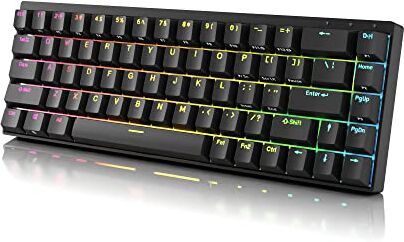 DURGOD Hades 68 Tastiera Da Gioco Meccanica 65% design USB tipo C telaio in alluminio (layout USA) (Gateron Brown, Nero)