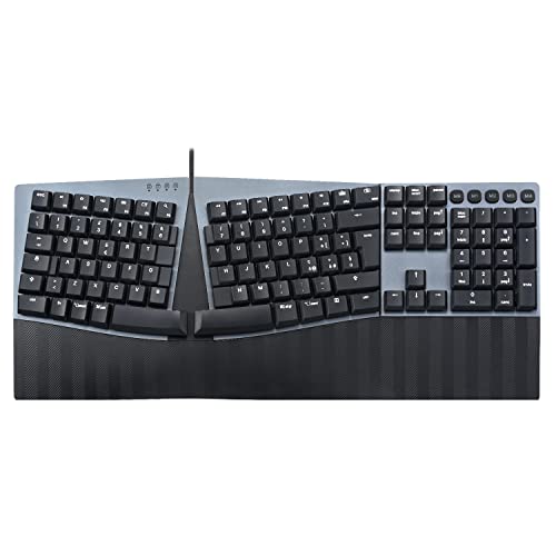 Perixx PERIBOARD-535BR Tastiera meccanica Full Size ed ergonomica a filo Tasti tattili Brown a basso profilo Tasti macro programmabili Compatibile con Windows e Mac OS X Layout QWERTY Italiano