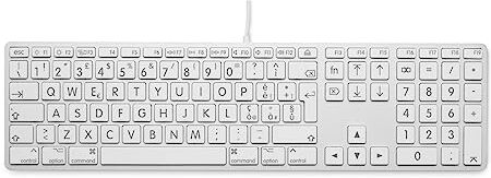 LMP – Tastiera USB Italiana (QWERTY) a Caratteri Grandi con tastierino numerico – Copertura superiore in alluminio e 2 porte USB-A – Compatibile con Mac (Silver)