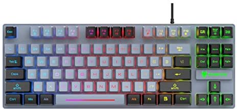 Yisawroy 87-Key USB Wired Colorato Retroilluminato Full-Key Gaming Tastiere Meccaniche Reali Tastiera Ergonomica Silenziosa per PC Gamer