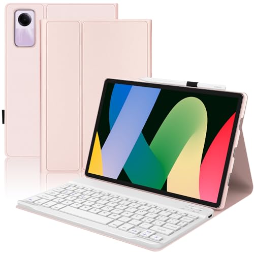FARYODI Custodia con Tastiera per Xiaomi Redmi Pad SE 11'' 2023 Tastiera Italiano QWERTY per Redmi Pad SE 11'' 2023 Tastiera Bluetooth Wireless, Rosa Pallido