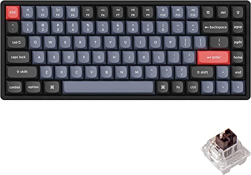 Keychron K2 Pro Tastiera meccanica senza fili/cablata, tastiera Bluetooth con retroilluminazione RGB, telaio in alluminio, sostituibile a caldo, interruttori marrone per Mac Windows