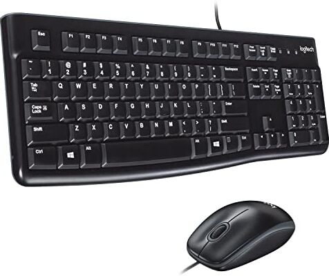 Logitech MK120 Combo Tastiera e Mouse con Filo per Windows, Layout Internazionale QWERTY Nero