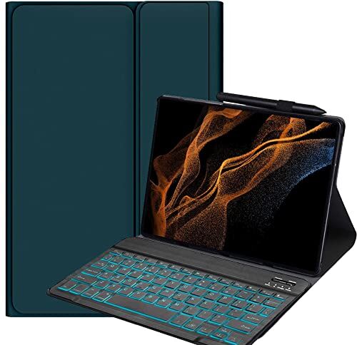 YHFZR Tastiera Custodia per Xiaomi Pad 5 Pro 12.4'' 2022, [Italiana Layout] 7 Colori Backlit Tastiera Wireless Con Custodia Protettiva Per Xiaomi Pad 5 Pro 12.4'' 2022, Verde