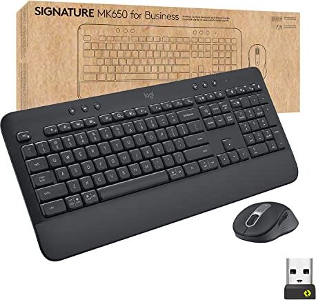 Logitech Signature MK650 Combo for Business, Mouse e Tastiera senza fili, Logi Bolt, Bluetooth, SmartWheel, Globally Certified, Windows/Mac/Chrome/Linux, Nero