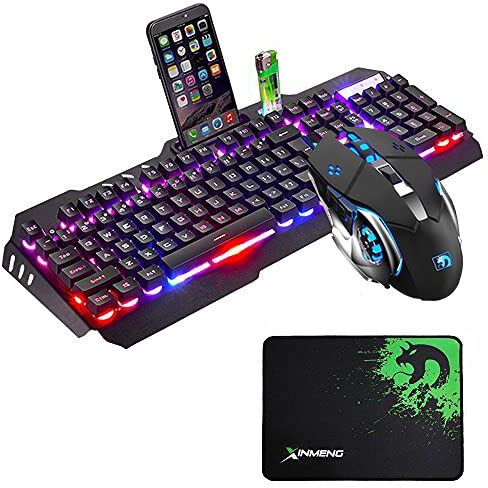 UrChoiceLtd Tecnologia Set tastiera e Mouse Combo Wired Mixed RGB retroilluminato Metallo Usb Gaming Keyboard + 2400DPI Breathe Mouse Set + Mouse Pad per computer laptop PC