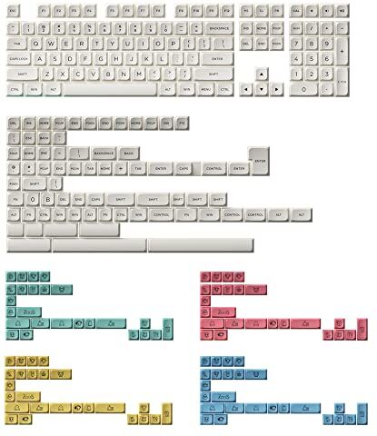 Akko Cream Keycaps Set tastiera meccanica, profilo MDA PBT doppio, 282 tasti con 4 gruppi Novelty Keys per layout ISO-UK/ANSI, compatibile con tastiere di tutte le dimensioni