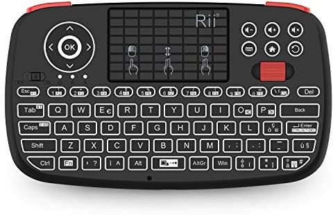 Rii Mini i4 Wireless + Bluetooth (Layout Italiano) Mini Tastiera retroilluminata con touchpad Compatibile con Smart TV, TV Box, Tablet, Smartphone, Console, PC, Fire TV, Raspberry