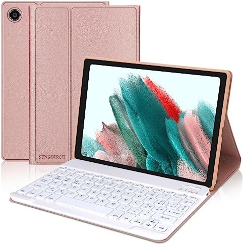 SENGBIRCH Custodia con Tastiera per Samsung Galaxy Tab A8 10,5" Rosa Confetto, Tastiera Bluetooth Italiano e Leggera Custodia Magnetica per Tab A8 10,5 Pollice SM-X200/X205/X207