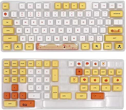 Guindxan Font etermici gialli di sublimazione PBT Keycap per tastiera meccanica USB cablata 129 Keycaps