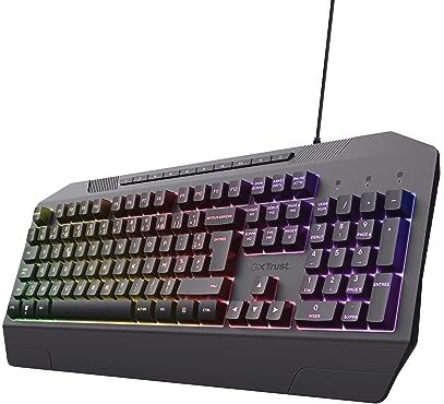 Trust GXT 836 Evocx Tastiera Gamer AZERTY francese cablata USB, 78% plastica riciclata, illuminazione LED RGB, 25 tasti anti-ghosting, tastiera da gioco a membrana, PC/portatile