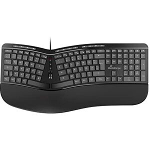 MediaRange Tastiera ergonomica, tastiera multimediale cablata con 124 tasti e rotella di scorrimento, layout tedesco QWERTZ, resistente agli schizzi e regolabile in altezza, colore nero MediaRange Tastiera ergonomica, tastiera multimediale cablata con 124 tasti e rotella di scorrimento, layout tedesco QWERTZ, resistente agli schizzi e regolabile in altezza, colore nero