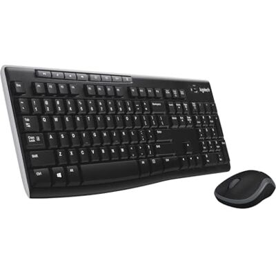 Logitech Desktop MK270 per l'istruzione con protezione in silicone, tastiera e mouse wireless per Windows, USB a 2,4 GHz, mouse compatto, 8 tasti multimediali, PC, layout AZERTY Francese nero Logitech Desktop MK270 per l'istruzione con protezione in silicone, tastiera e mouse wireless per Windows, USB a 2,4 GHz, mouse compatto, 8 tasti multimediali, PC, layout AZERTY Francese nero