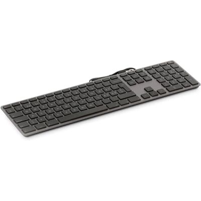 LMP KB-3421 Tastiera USB per Windows, 110 tasti con tastierino numerico, layout francese (AZERTY), 2 porte USB integrate, alloggiamento in alluminio, design sottile, grigio laterale LMP KB-3421 Tastiera USB per Windows, 110 tasti con tastierino numerico, layout francese (AZERTY), 2 porte USB integrate, alloggiamento in alluminio, design sottile, grigio laterale