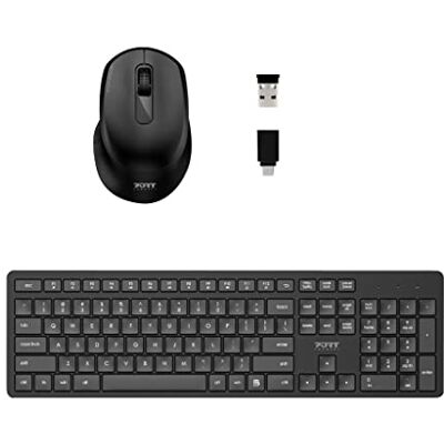 Port Designs PORT CONNECT Pack de Bureau Sans Fil : Souris 1600 DPI et Clavier Wireless 2.4 GHz USB-A/USB-C Port Designs PORT CONNECT Pack de Bureau Sans Fil : Souris 1600 DPI et Clavier Wireless 2.4 GHz USB-A/USB-C