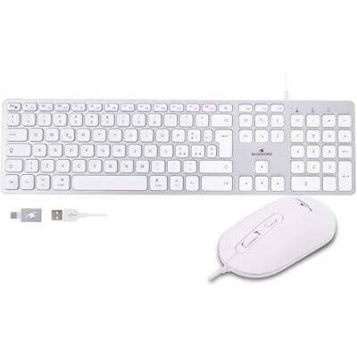 Bluestork Pack Mac Set Tastiera Mac e Mouse USB-C/USB-A Bianco QWERTY IT Bluestork Pack Mac Set Tastiera Mac e Mouse USB-C/USB-A Bianco QWERTY IT