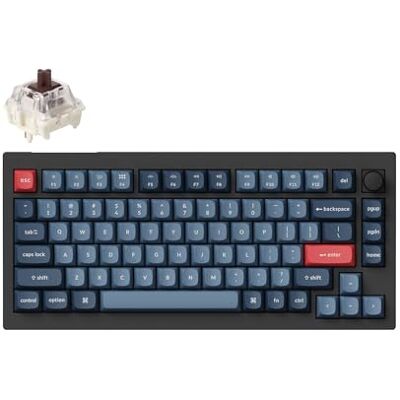 Keychron V1 MAX Tastiera Meccanica Wireless, layout al 75% QMK/VIA programmabile con Hot-swappable Gateron Jupiter Brown Switch compatibile con Mac Windows Linux Versione con manopola (ANSI/US) Keychron V1 MAX Tastiera Meccanica Wireless, layout al 75% QMK/VIA programmabile con Hot-swappable Gateron Jupiter Brown Switch compatibile con Mac Windows Linux Versione con manopola (ANSI/US)