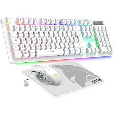 EMPIRE GAMING Armor RF800 Pack Clavier Souris Gaming sans Fil AZERTY (Français-Layout) RGB avec Tapis de Souris -Clavier 2.4G -Souris 4800 DPI -PC PS4 PS5 Xbox One/Series Mac Blanc EMPIRE GAMING Armor RF800 Pack Clavier Souris Gaming sans Fil AZERTY (Français-Layout) RGB avec Tapis de Souris -Clavier 2.4G -Souris 4800 DPI -PC PS4 PS5 Xbox One/Series Mac Blanc