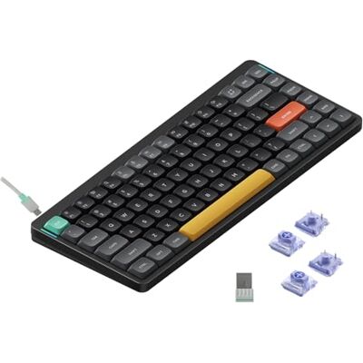 nuphy Air75 v2 QMK/VIA Tastiera Meccanica, 75% Tastiera wireless a basso profilo, Bluetooth 5.1, 2.4GHz e connessione cablata, compatibile con sistemi Windows e Mac Basalt Black Switch Wisteria nuphy Air75 v2 QMK/VIA Tastiera Meccanica, 75% Tastiera wireless a basso profilo, Bluetooth 5.1, 2.4GHz e connessione cablata, compatibile con sistemi Windows e Mac Basalt Black Switch Wisteria