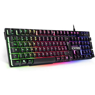 EMPIRE GAMING Tastiera Gaming K300 QWERTY Italiana 105 Tasti Semimeccanica Retroilluminazione LED RGB 19 Keys Anti-ghosting 12 Scorciatoie Multimediali USB con Filo EMPIRE GAMING Tastiera Gaming K300 QWERTY Italiana 105 Tasti Semimeccanica Retroilluminazione LED RGB 19 Keys Anti-ghosting 12 Scorciatoie Multimediali USB con Filo