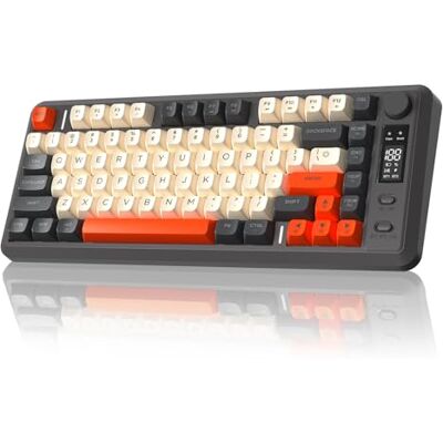 Free wolf FREEWOLF M75 Tastiera wireless dual-mode, Bluetooth+2.4G, controllo tramite manopola e display, 82 tasti compatti PBT con gradiente, luce arcobaleno,QWERTY, anti-ghosting completo per Mac/Win-Shimmer Free wolf FREEWOLF M75 Tastiera wireless dual-mode, Bluetooth+2.4G, controllo tramite manopola e display, 82 tasti compatti PBT con gradiente, luce arcobaleno,QWERTY, anti-ghosting completo per Mac/Win-Shimmer